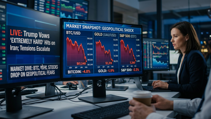 Bitcoin, Gold, and U.S. Stocks Dive as Trump Pledges to Hit Iran ‘Extremely Hard’